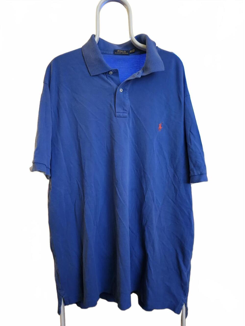 Polo Ralph Lauren Big Tall 2XLT Polo Short Sleeve Blue Orange Pony Logo EUC